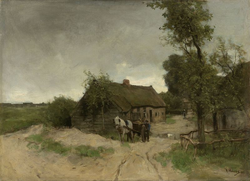 Cottage on the Road, vintage artwork by Anton Mauve, 12x8" (A4) Poster