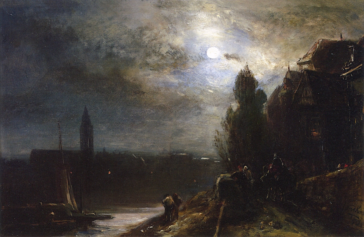 The Effect of Moonlite on The Scheldt, vintage artwork by Johan Barthold Jongkind, A3 (16x12") Poster Print