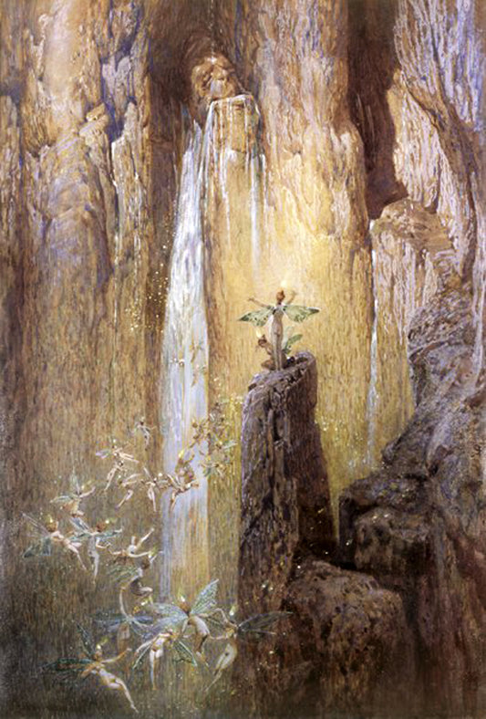 Fairytale Scene with Elves, vintage artwork by Georg Janny, 12x8" (A4) Poster