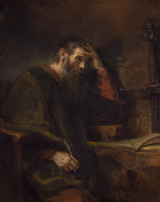The Apostle Paul, vintage artwork by Rembrandt van Rijn, 12x8" (A4) Poster