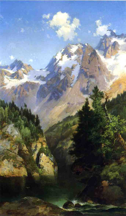 A Rocky Mountain Peak, Idaho Territory, vintage artwork by John Ferguson Weir, 12x8" (A4) Poster