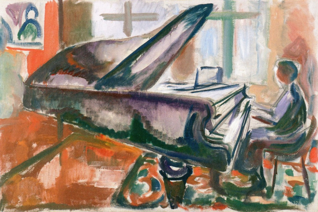 At the Grand Piano, vintage artwork by Edvard Munch, 12x8" (A4) Poster