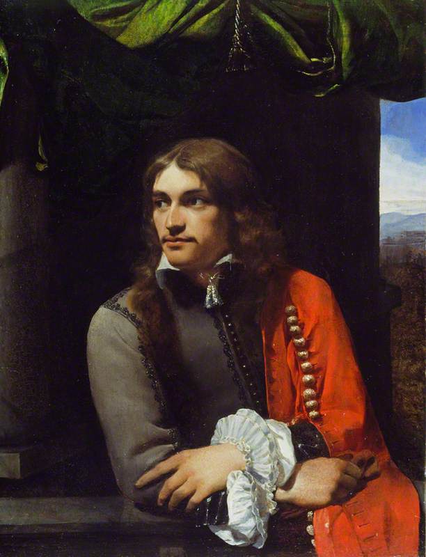 Portrait of a Man with a Red Cloak (possibly Jean Deutz), vintage artwork by Michiel Sweerts, 12x8" (A4) Poster