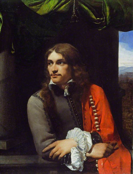 Portrait of a Man with a Red Cloak (possibly Jean Deutz), vintage artwork by Michiel Sweerts, 12x8" (A4) Poster