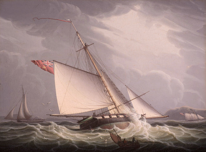 'Castle Edward' Capturing the American Schooner 'John & William', vintage artwork by Robert Salmon, 12x8