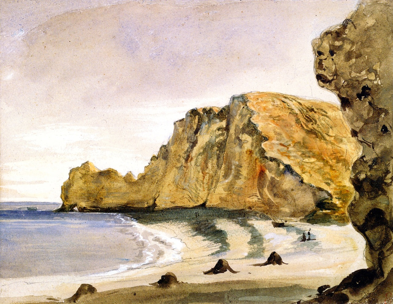 Cliffs at Étretat, vintage artwork by Eugène Delacroix, A3 (16x12") Poster Print