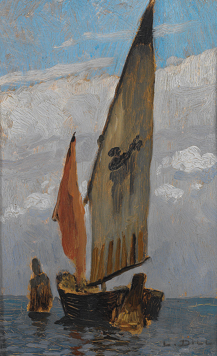 Fishing Boat at Chioggia, vintage artwork by Ludwig Dill, 12x8" (A4) Poster