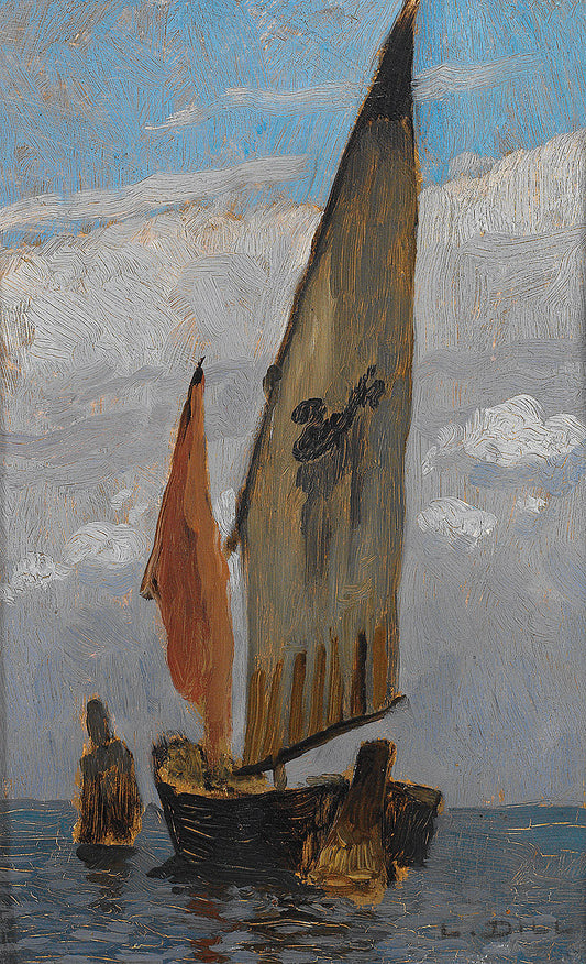 Fishing Boat at Chioggia, vintage artwork by Ludwig Dill, 12x8" (A4) Poster