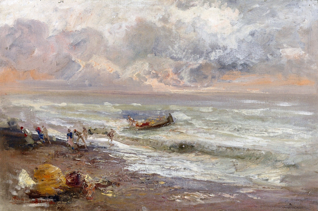 Return from Fishing, Bordighera by Pompeo Mariani,A3(16x12")Poster