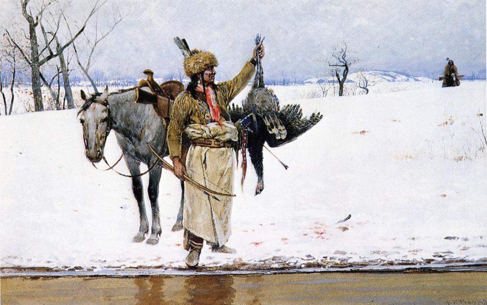 Wild Turkey, vintage artwork by Henry F. Farny, 12x8" (A4) Poster