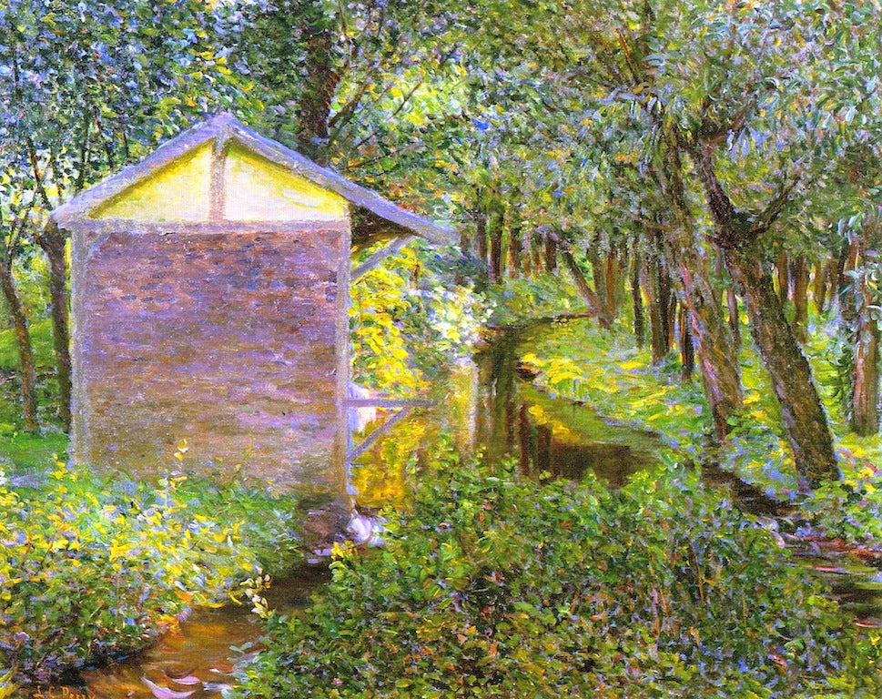 Brook and Wash-House, Giverny, vintage artwork by Lilla Cabot Perry, 12x8" (A4) Poster