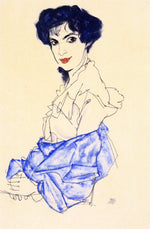 Elizabeth Lederer, Seated with Hands Folded, vintage artwork by Egon Schiele, 12x8" (A4) Poster