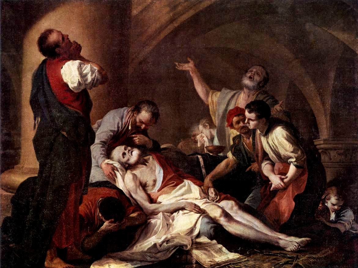 The Death of Socrates, vintage artwork by Gianbettino Cignaroli, 12x8" (A4) Poster