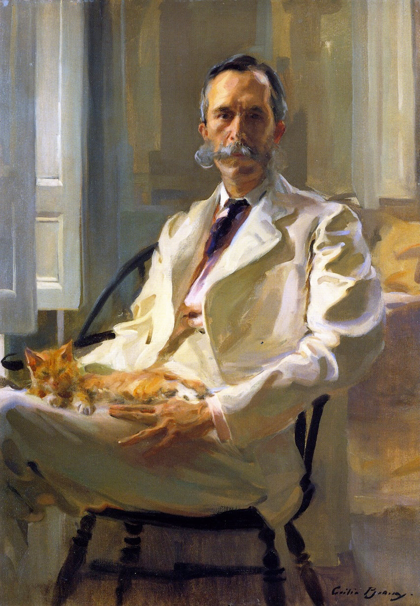 Man with the Cat (Henry Sturgis Drinker) by Cecilia Beaux,A3(16x12")Poster