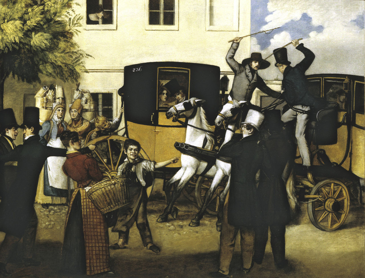 The Carriage Ride, vintage artwork by Johann Michael Neder, A3 (16x12") Poster Print