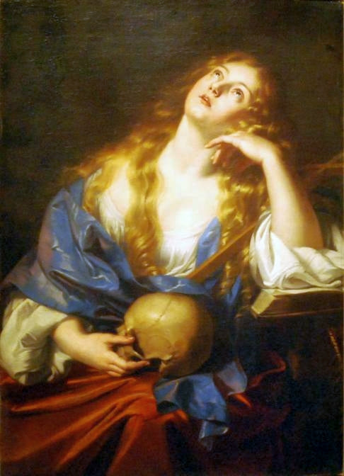 Penitent Mary Magdalene, vintage artwork by Nicolas Regnier, 12x8" (A4) Poster