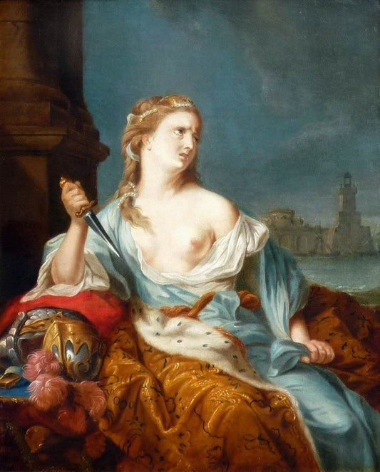 The Suicide of Queen Dido, vintage artwork by Constantin Netscher, 12x8" (A4) Poster