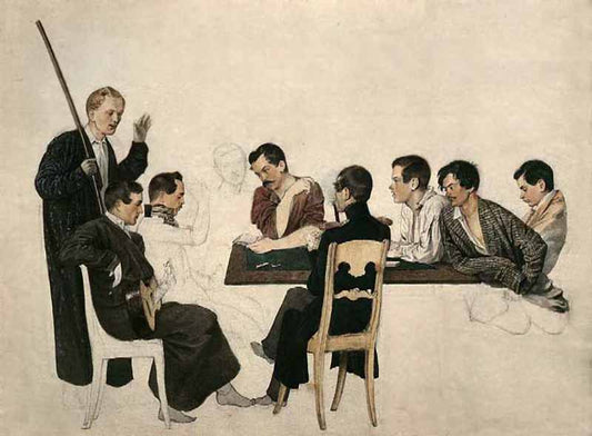 Pavel Fedotov and His Friends, vintage artwork by Pavel Fedotov, A3 (16x12") Poster Print