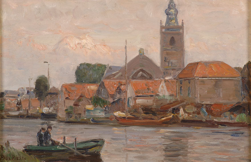 View of Leyden, vintage artwork by Paul Riess, 12x8" (A4) Poster
