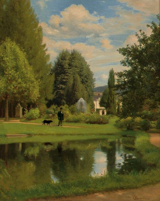 Garden Walk, vintage artwork by Odoardo Borrani, 12x8" (A4) Poster