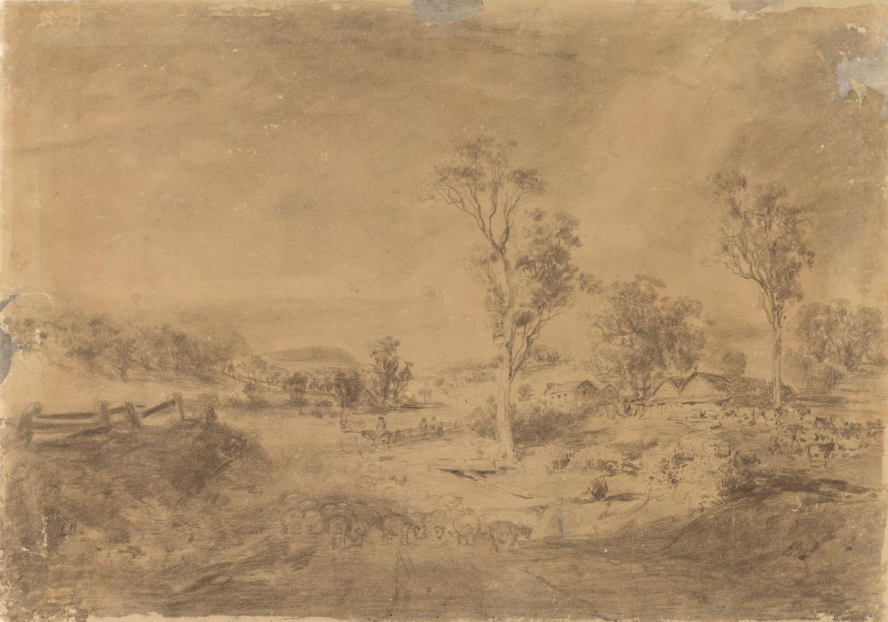 Study for 'Summer Afternoon at Templestowe', vintage artwork by Louis Buvelot, A3 (16x12") Poster Print