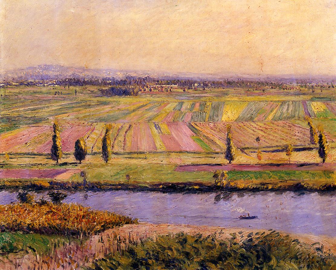 The Gennevilliers Plain, Seen from the Slopes of Argenteuil, vintage artwork by Gustave Caillebotte, 12x8" (A4) Poster