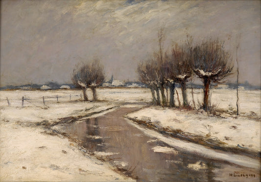 Winter on the Lower Rhine, vintage artwork by Helmut Liesegang, 12x8" (A4) Poster