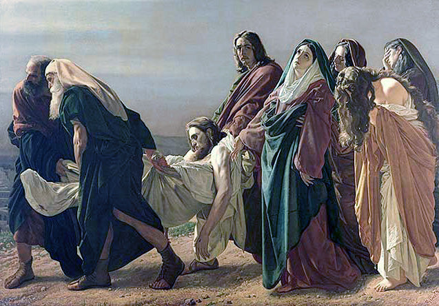 The Transport of Christ to the Sepulcher, vintage artwork by Antonio Ciseri, A3 (16x12") Poster Print