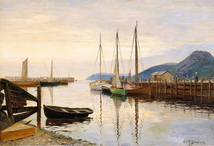 Sailboats in the harbor by Olaf Krumlinde,A3(16x12")Poster