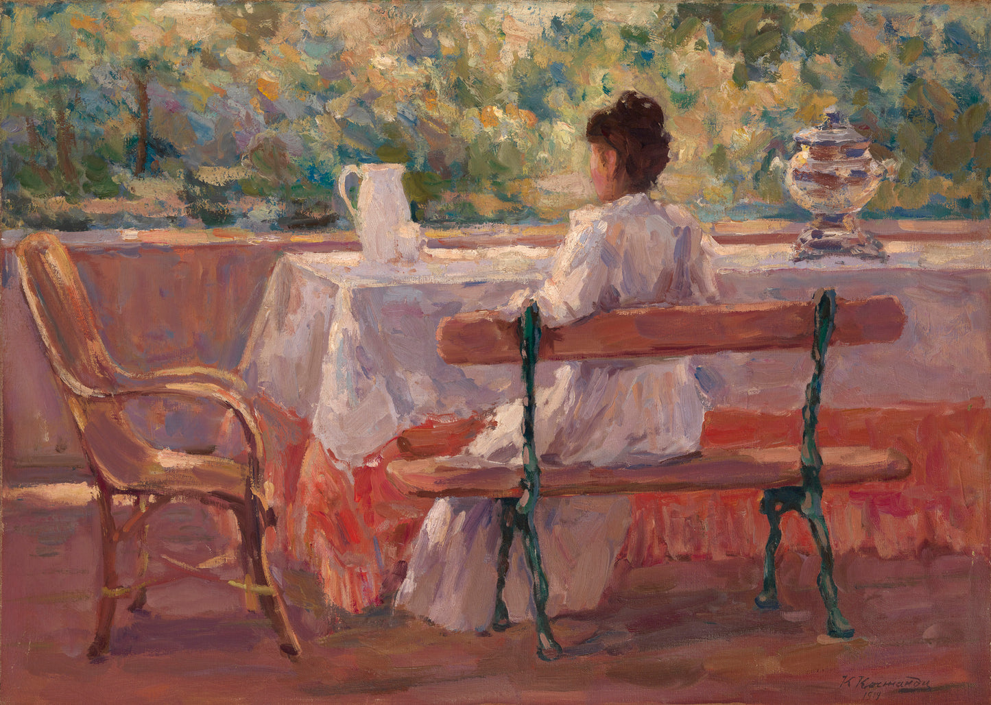 Tea on the Terrace by Kiriak Kostandi,A3(16x12")Poster