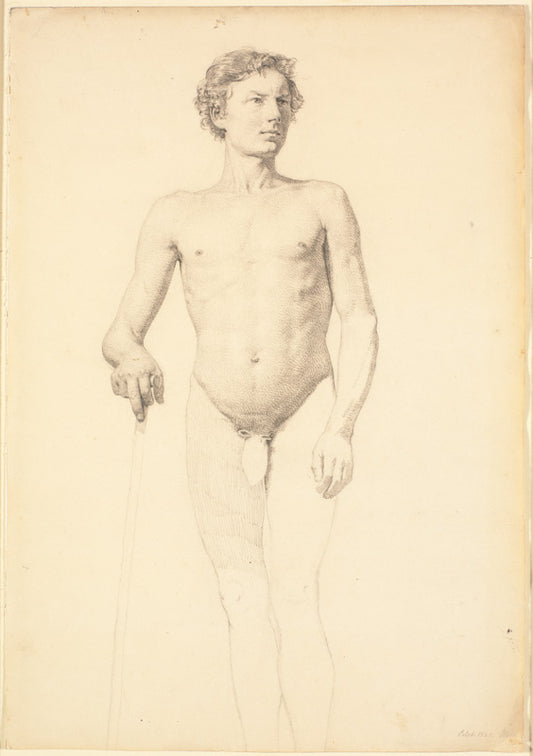 Male Nude Standing (study), vintage artwork by Christen Købke, A3 (16x12") Poster Print