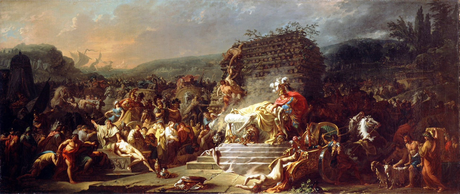 The Funeral of Patroclus, vintage artwork by Jacques-Louis David, 12x8" (A4) Poster