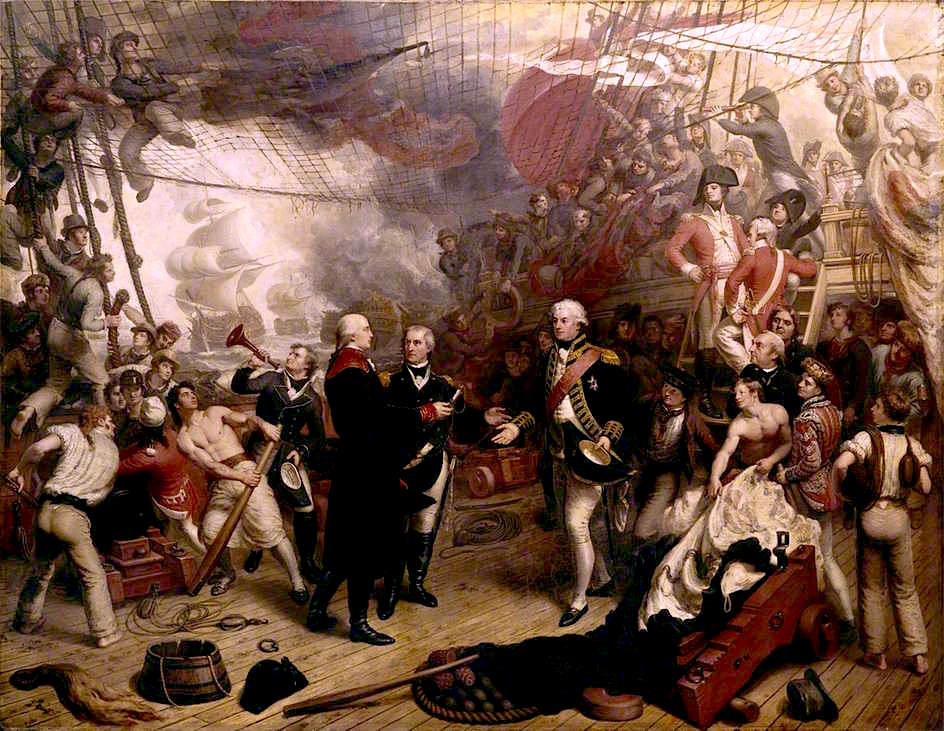 Admiral Duncan Receiving the Sword of the Dutch Admiral de Winter at the Battle of Camperdown, vintage artwork by Samuel Drummond, 12x8" (A4) Poster