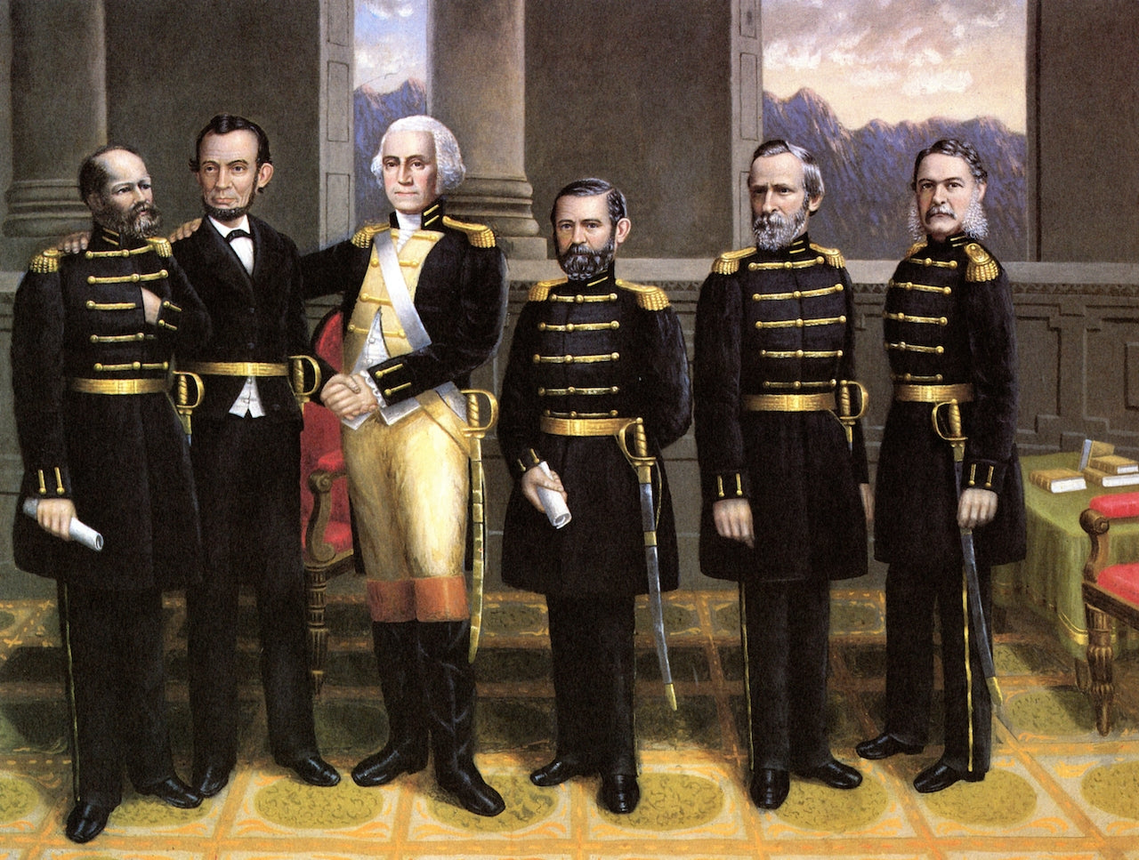 Lincoln with Washington and His Generals, vintage artwork by Erastus Salisbury Field, A3 (16x12") Poster Print