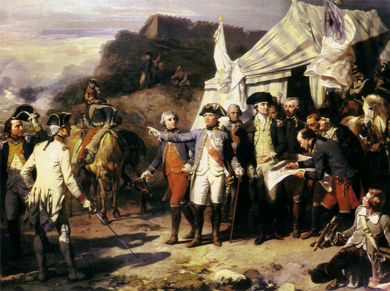 Siege of Yorktown, vintage artwork by Auguste Couder, A3 (16x12") Poster Print