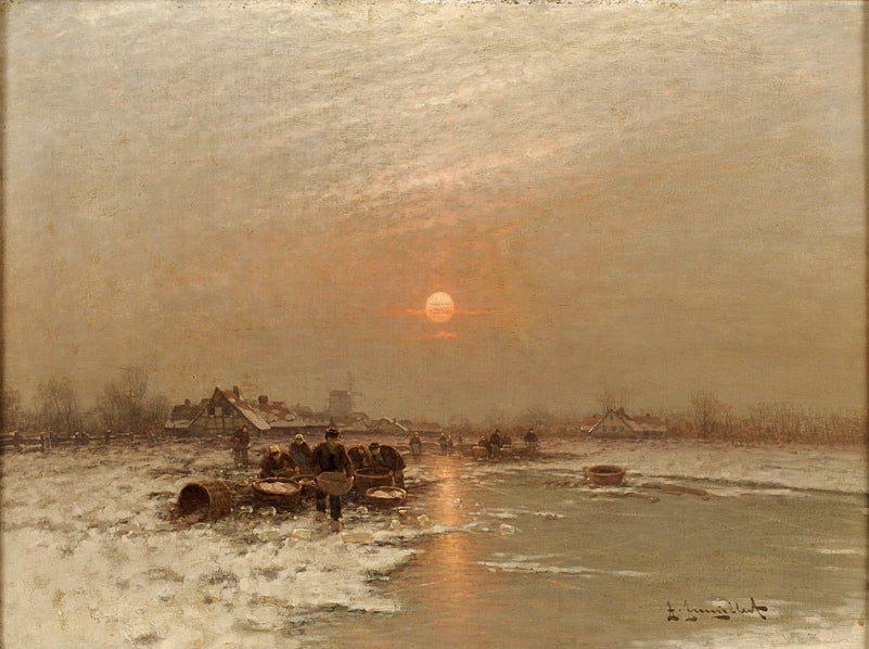 Winter River Landscape by Johann Jungblut,A3(16x12")Poster
