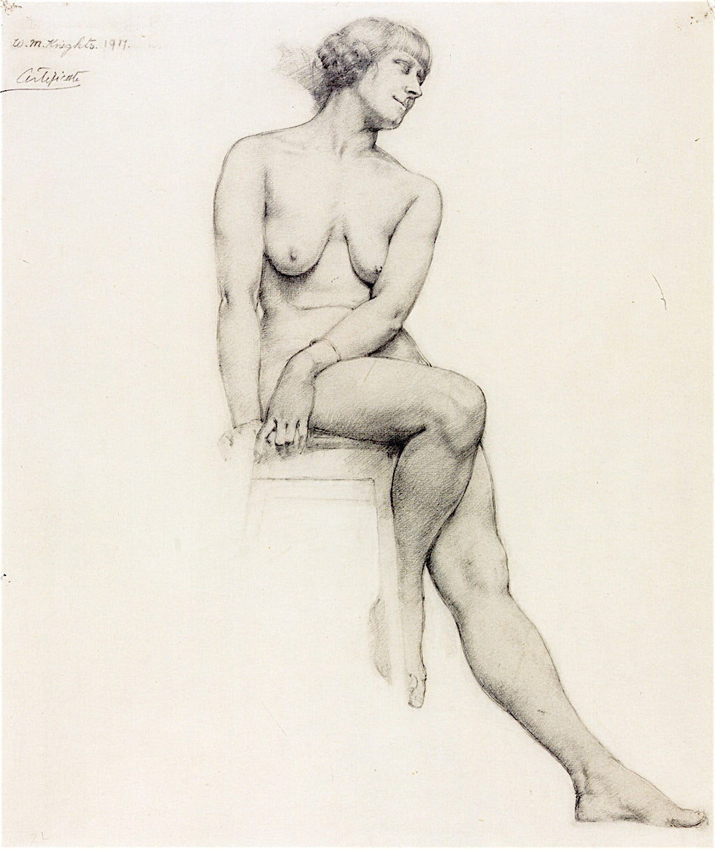 h Seated Female Nude, Three Quarter View by Winifred Knights,16x12(A3) Poster