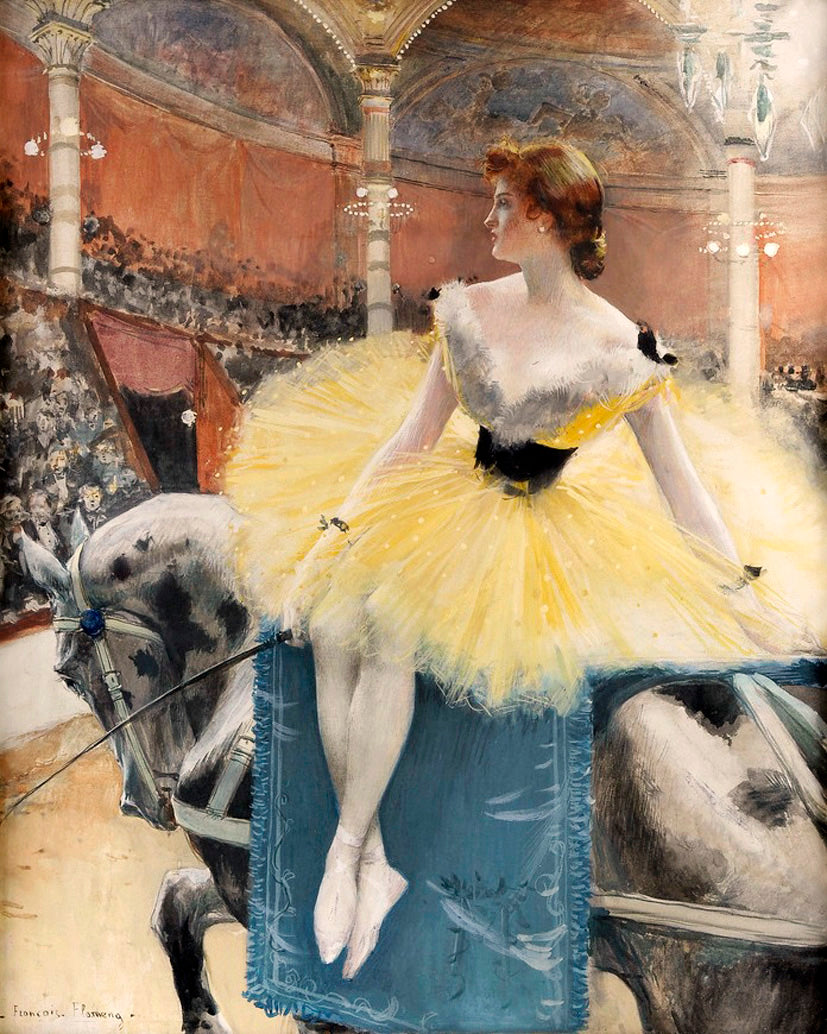 Equestrienne Au Cirque Fernando, vintage artwork by Francois Flameng, 12x8" (A4) Poster