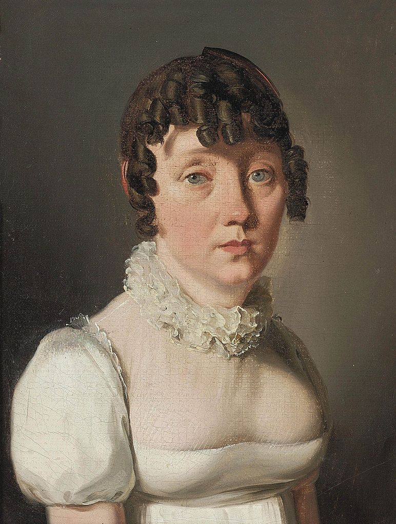 Portrait of a lady in a white dress with lace collar, vintage artwork by Louis-Leopold Boilly, 12x8" (A4) Poster