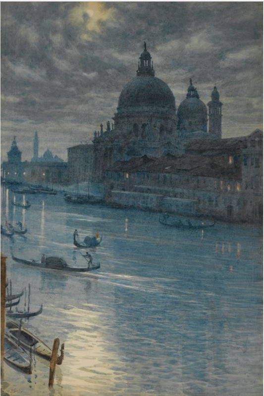 A Moonlight Scene, Venice, vintage artwork by Sir Edward John Poynter, 12x8" (A4) Poster
