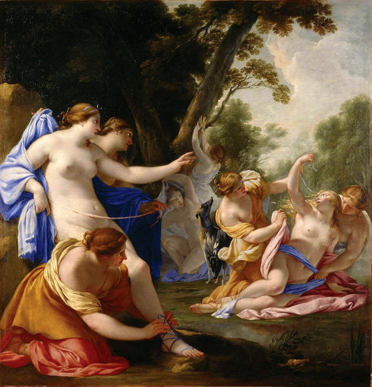 Diana Discovering the Pregnancy of Callisto, vintage artwork by Eustache Le Sueur, 12x8" (A4) Poster