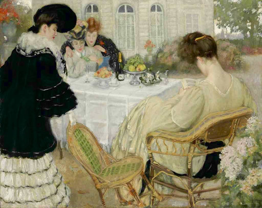 Ladies taking tea by Henry Caro-Delvaille,16x12(A3) Poster