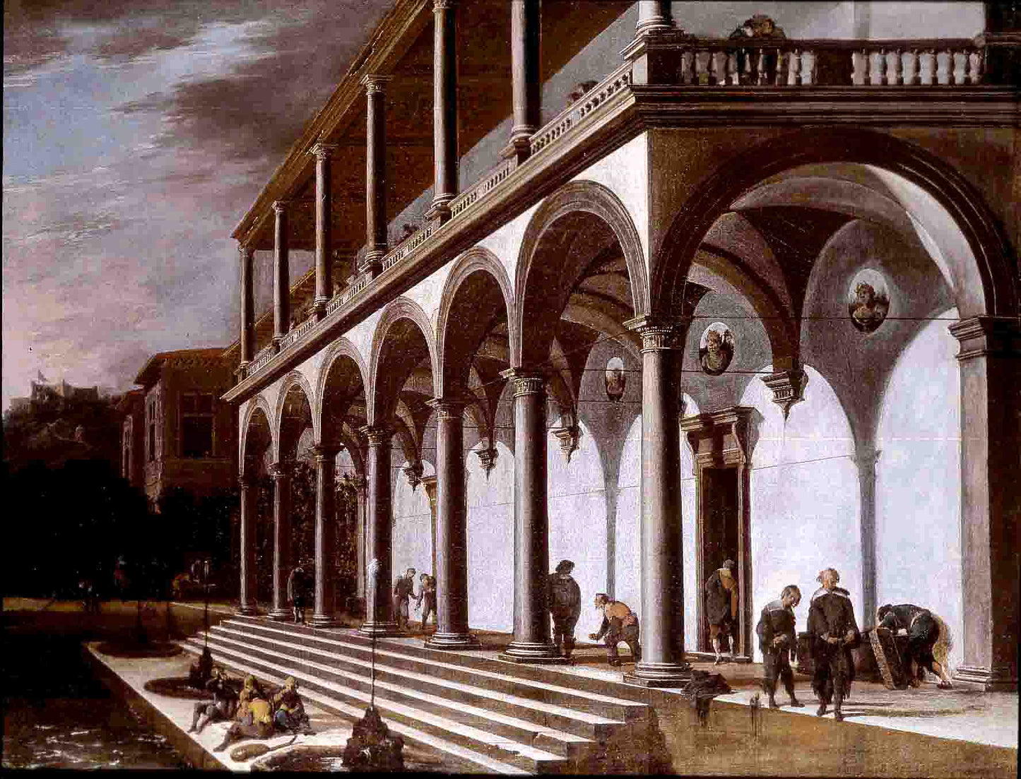 A View of the Villa Poggioreale, Naples, vintage artwork by Viviano Codazzi, 12x8" (A4) Poster