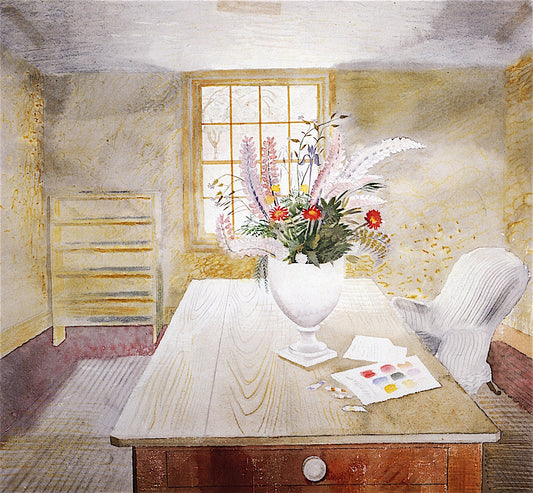 Garden Flowers on a Cottage Table, vintage artwork by Eric Ravilious, 12x8" (A4) Poster