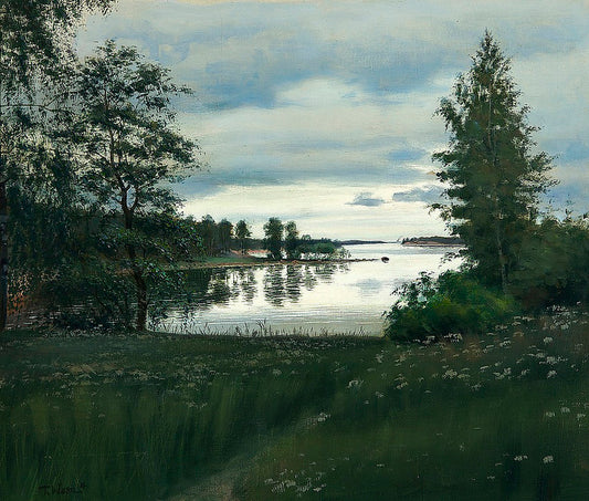 Peaceful Lake, vintage artwork by Torsten Wasastjerna, 12x8" (A4) Poster