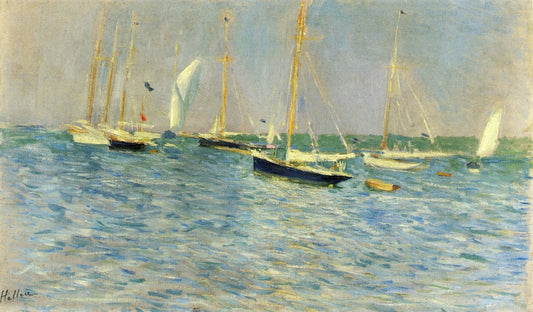 Fleet of Sailboats, vintage artwork by Paul Cesar Helleu, 12x8" (A4) Poster