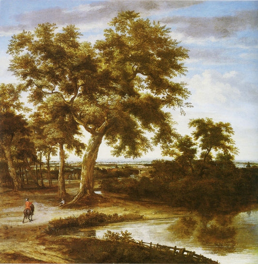 Landscape with a large Tree, vintage artwork by Attributed to Philips Koninck, 12x8" (A4) Poster