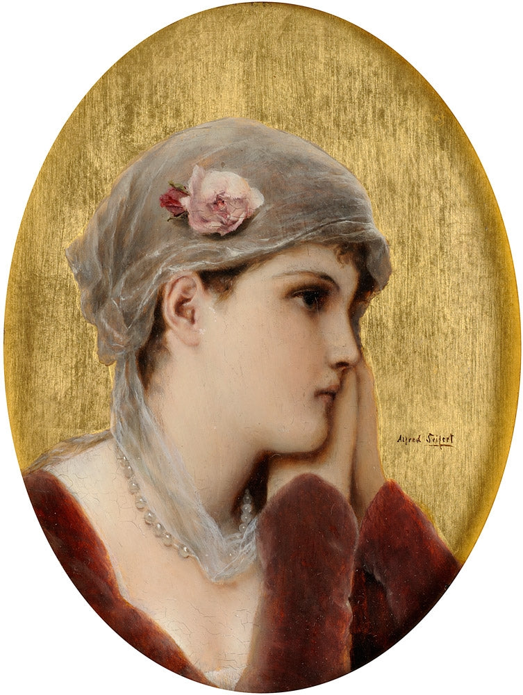 Pensive, vintage artwork by Alfred Seifert, 12x8" (A4) Poster
