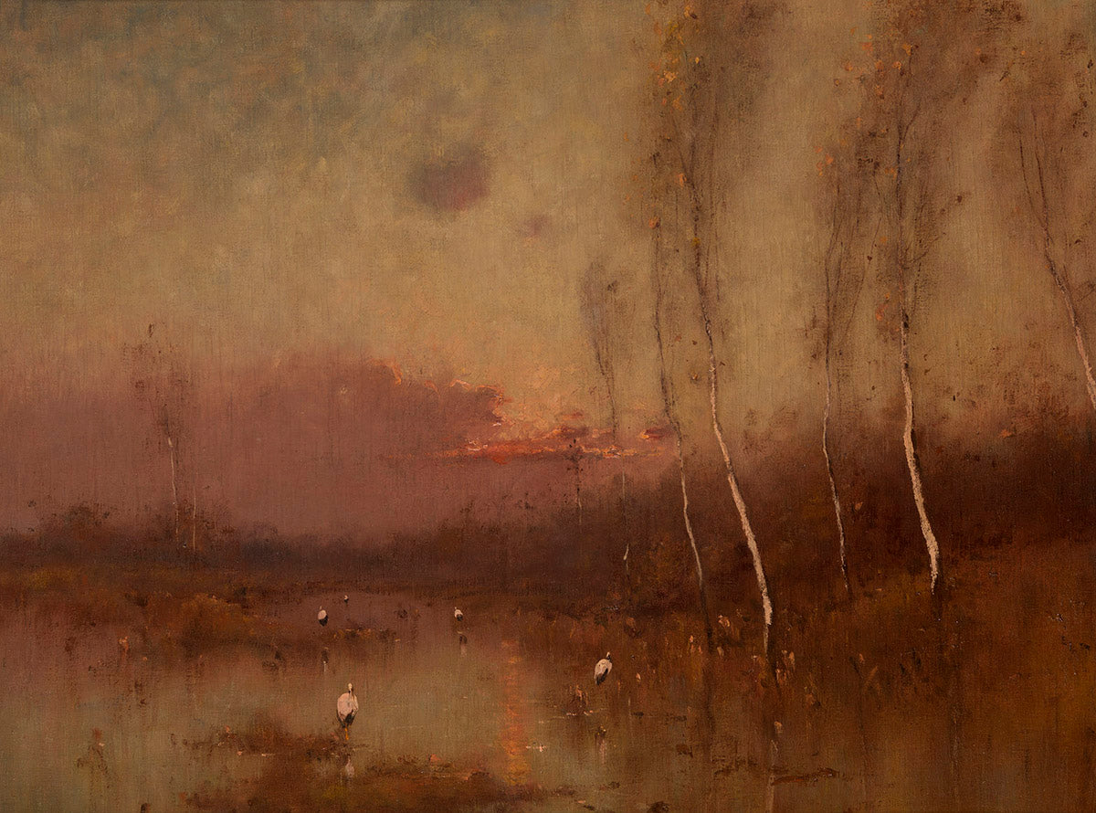 Sunset at the Marsh, vintage artwork by Nikolai Nikanorovich Dubovskoy, 12x8" (A4) Poster