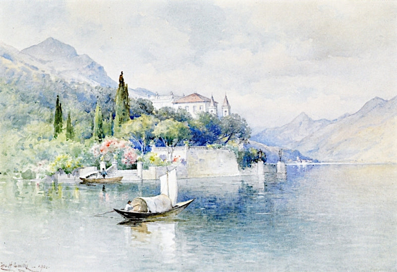Villa Arcomatic, Lake Como, vintage artwork by George Henry Smillie, 12x8" (A4) Poster